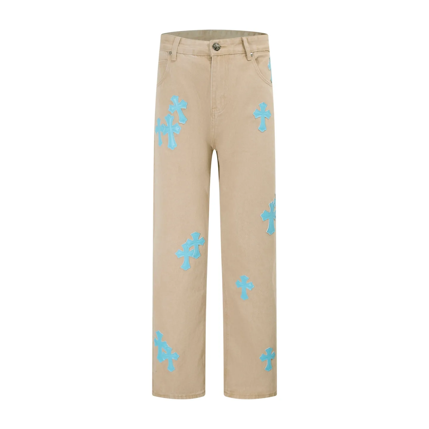 P240 Style No.: H911 Croxin & 𝐂𝐡𝐫𝐨𝐦𝐞 𝐇𝐞𝐚𝐫𝐭 ss25 white and blue patchwork jeans. Styles with different washed textures are very friendly to people with thin legs. The slightly flared version perfectly modifies the leg shape. The timeless and moderate length makes it easy to match and match. It is the basis for various styles and is a must-have in your wardrobe! The fabric is stiff but also makes the upper body soft without losing texture. The washing process is even more perfect. It is a must-have item for everyone! ! ! Washed wheat, hang tag, pants label, three labels complete Color: khaki Size: 30-32-34-36